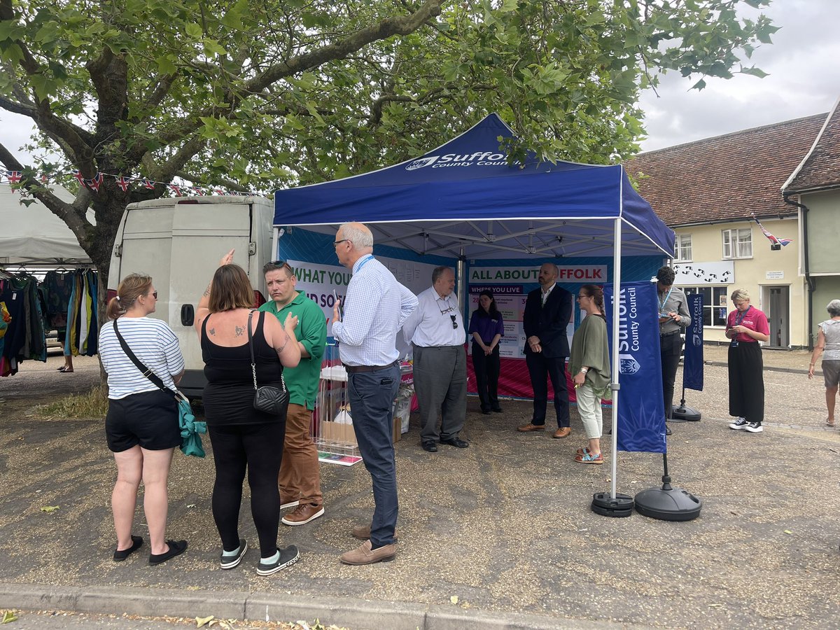 We are well underway at Wickham Market this morning. Leader of the council @HicksCllr is here talking to people about the local area and what is important to them. #localmatters