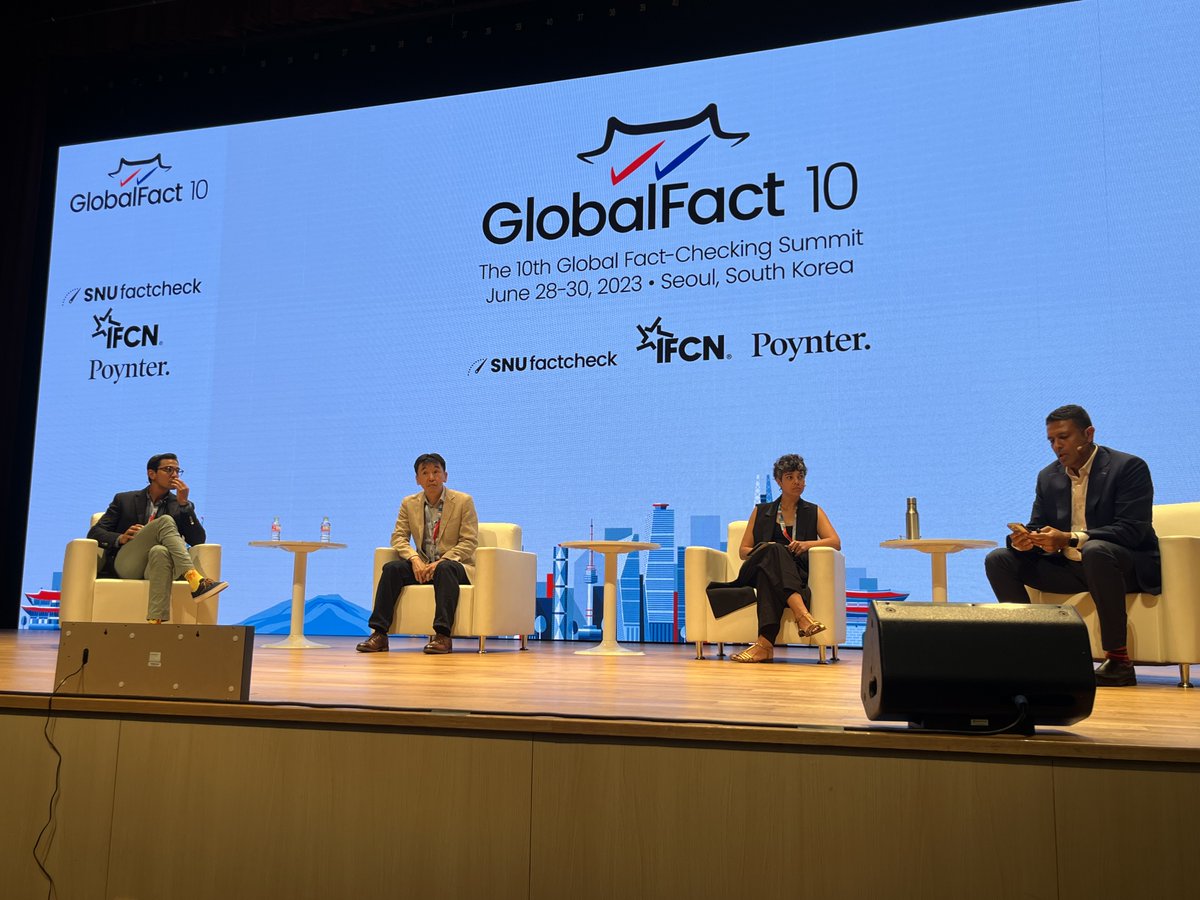 ➡️Comienza la conferencia mundial de la verificación #GlobalFact10 🌏, que reúne a 500 profesionales y expertos en Seúl para analizar los retos de la lucha contra la #desinformación.

🎙️El papel de las redes sociales, la alfabetización mediática y la IA centran los debates.