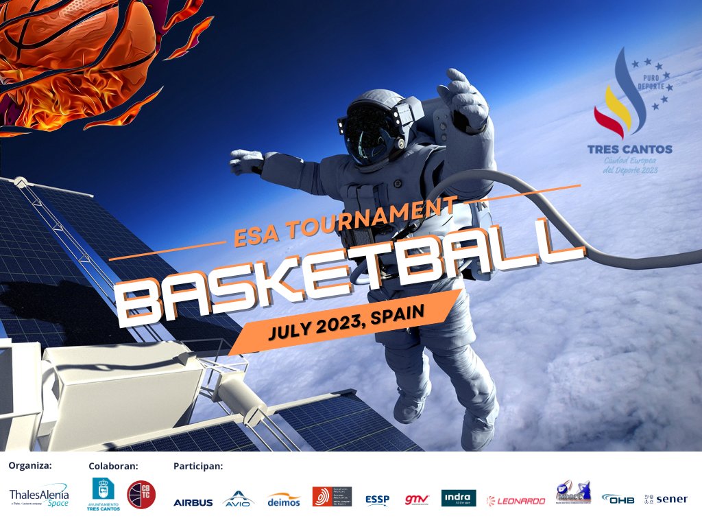 ¡El deporte une a las personas y acerca culturas!
Estamos encantados de organizar el XIV torneo de baloncesto de la ESA, que se celebrará el 1 y 2 de julio en Tres Cantos, con la participación de colegas del sector espacial de 🇩🇪 🇪🇸 🇫🇷 🇮🇹 🇳🇱 🇬🇧
#ESAbasket2023 #spaceforlife