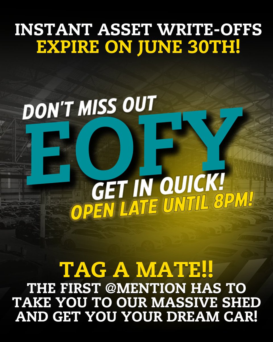 📢 Attention, car enthusiasts! 𝐄𝐎𝐅𝐘 𝐒𝐚𝐯𝐢𝐧𝐠𝐬 ending in 𝟑 𝐃𝐀𝐘𝐒! ⏰ #getinquick #westsideauto #wholesale

Mention/tag a mate in the comments below, and the first person that appears on your list has to take you to our massive indoor shed to get you your dream car!