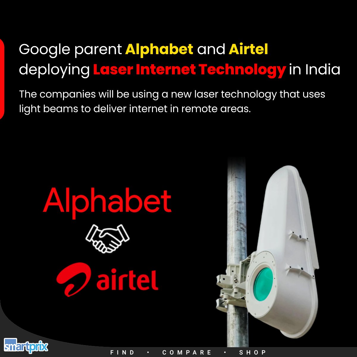 Alphabet and Airtel working on Laser Internet Technology to rival Starlink

#Airtel #Alphabet #Starlink #Laser