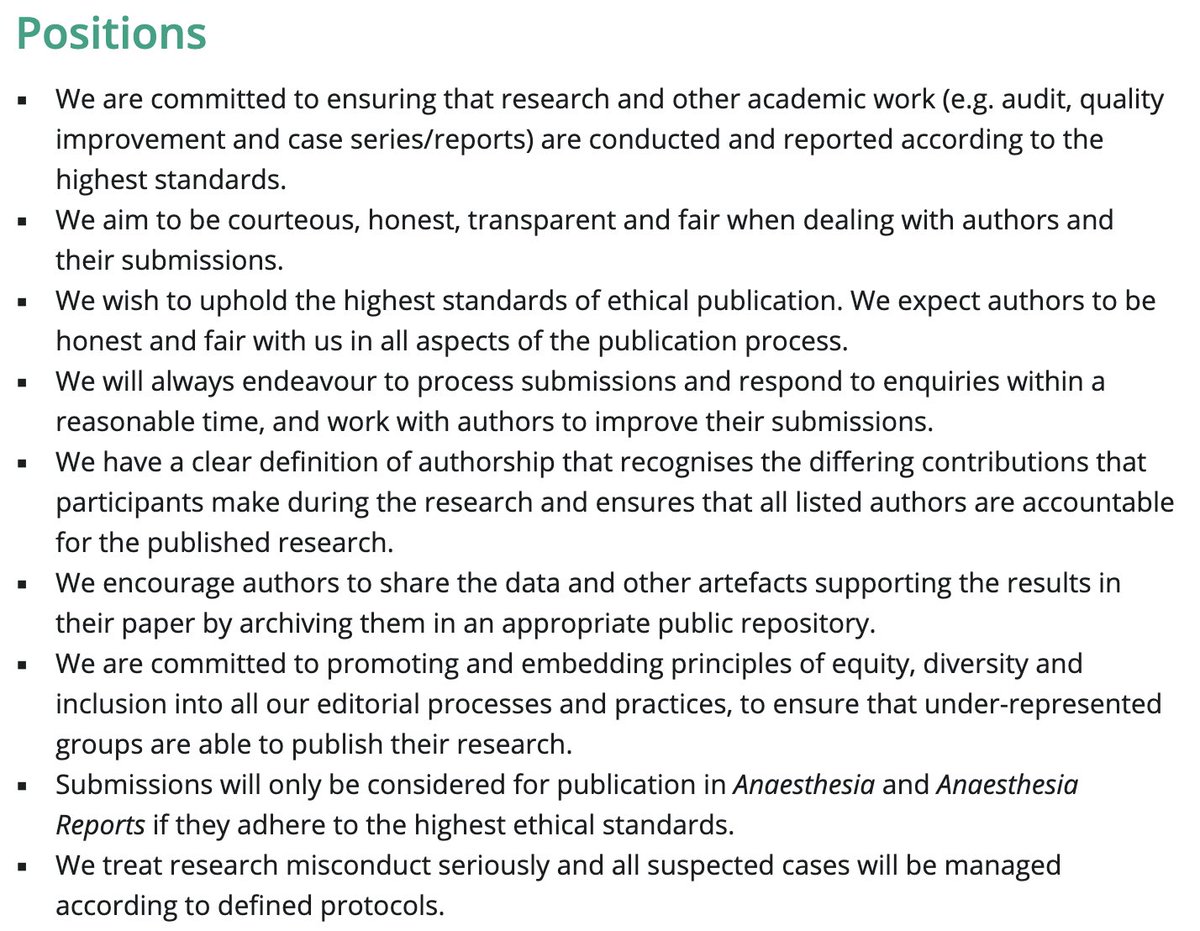 Position statement from the Editors of Anaesthesia and Anaesthesia Reports on best practice in academic medical publishing

@STHJournalClub @DrCliffShelton @Anaes_Journal 

Read it here: …-publications.onlinelibrary.wiley.com/doi/10.1111/an…