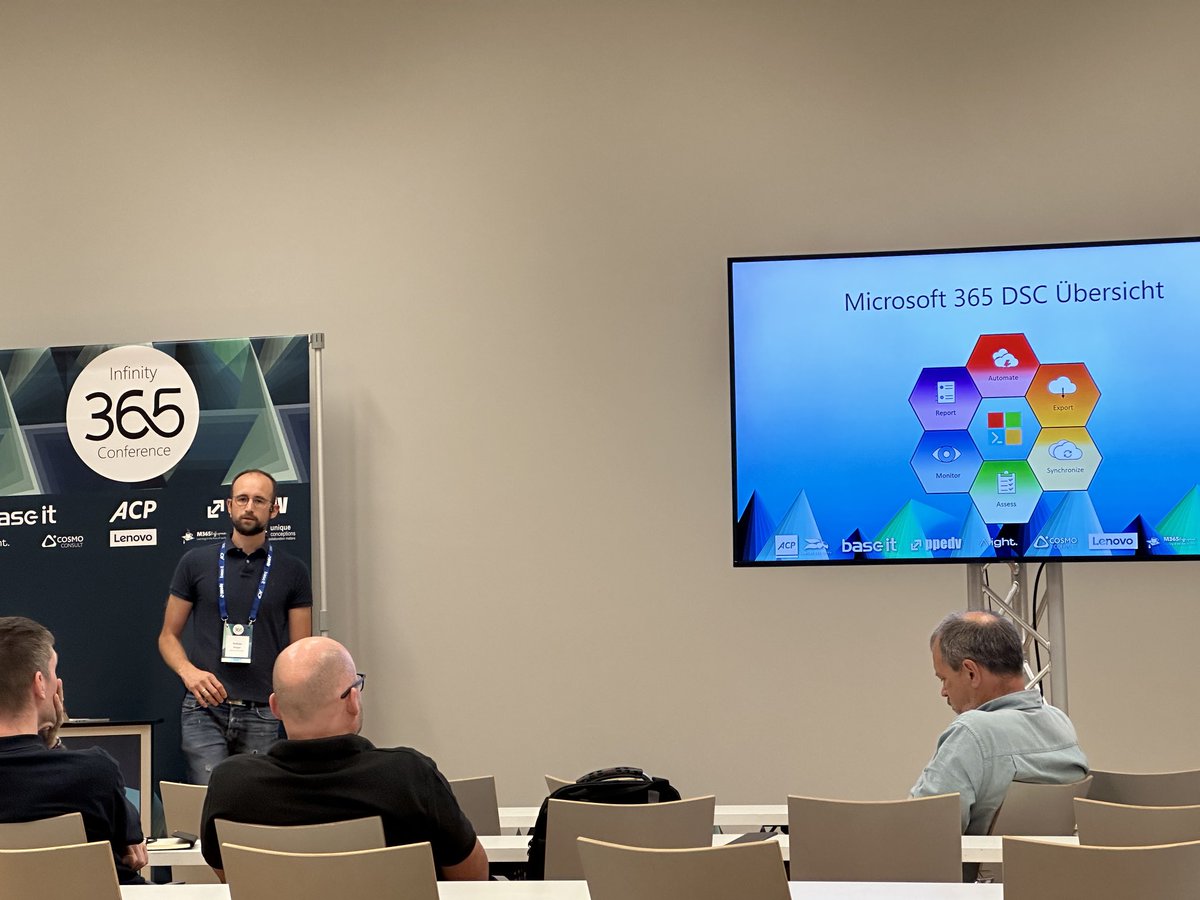 atwork's tweet image. Andreas Krüger informs how to save and restore (most of) the 4000 tenant properties with #powershellDSC at #infinity365