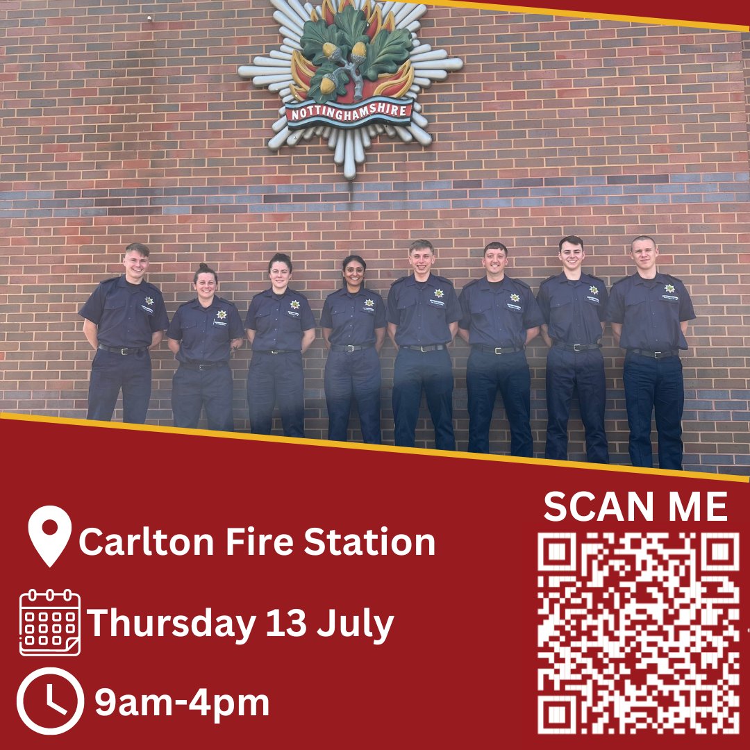 You're invited to Carlton Fire Station to support our trainee firefighters 🔥 

Come along to...
👏 cheer on the crew 
💸 raise money for <a href="/firefighters999/">Fire Fighters Charity</a> and <a href="/GoodWillCause/">The Good Will Cause</a> 
🚒 see the fire engine 
🍰 purchase cakes and drinks

For more information 👉 crowd.in/lCDeIA