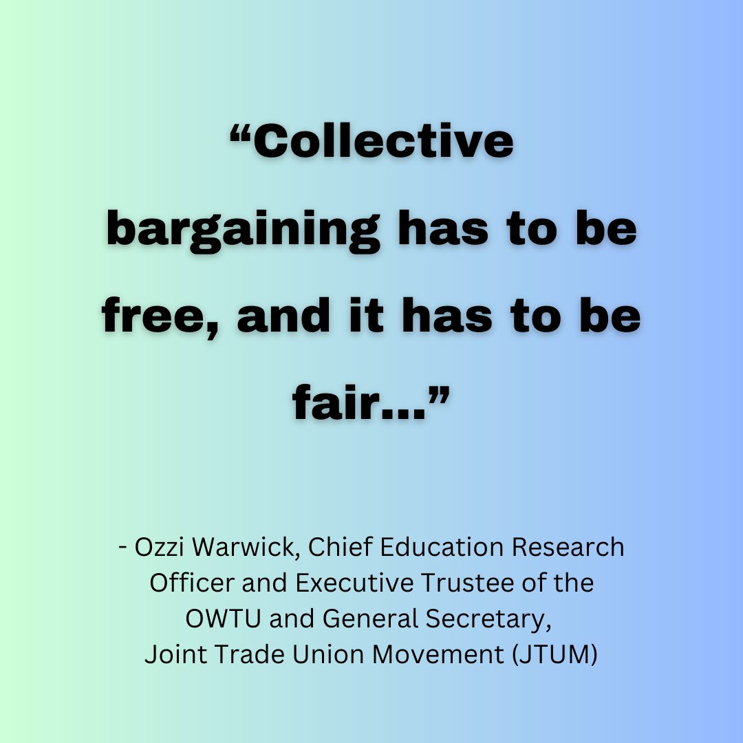 Panellist Ozzi Warwick - General Secretary, Joint Trade Union Movement (JTUM), on the webinar "Strengthening Collective Agreement", today June 28, during Labour Week 2023: Commemorating the Legacy of Labour.