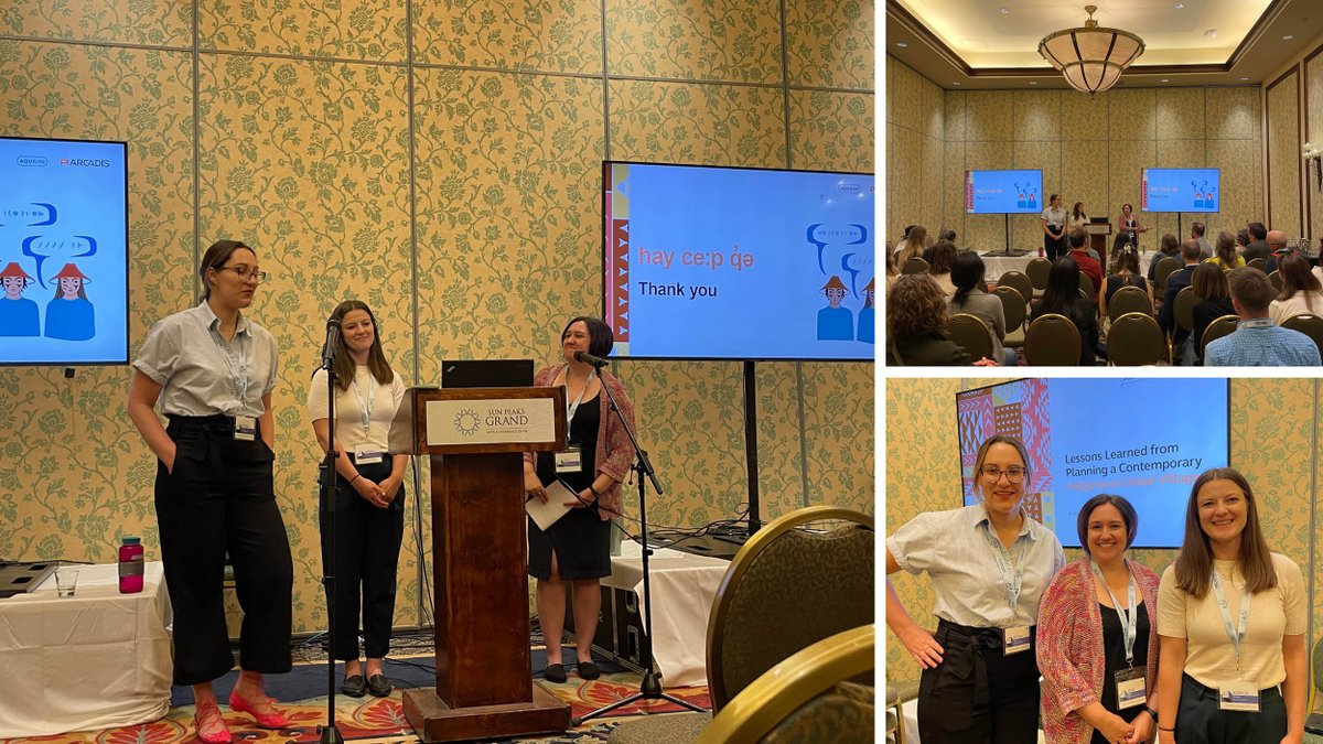 Alyssa Koehn & Jessica Brodeur collaborated with Heidi Martin from Aquilini Development at the recent @_PIBC conference. The team presented on the Willingdon Lands, outlining the lessons learned from planning a contemporary Indigenous Urban Village. More: ow.ly/bM4Z50OYPip.