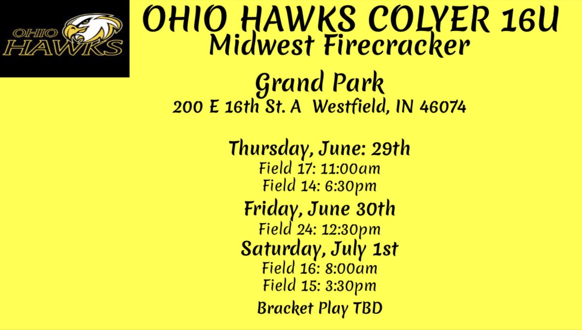 Love playing at Grand Park❤️ Excited to make the trip to Indy with my team and get to work💪🏼 <a href="/HawksColyer16u/">Ohio Hawks</a>