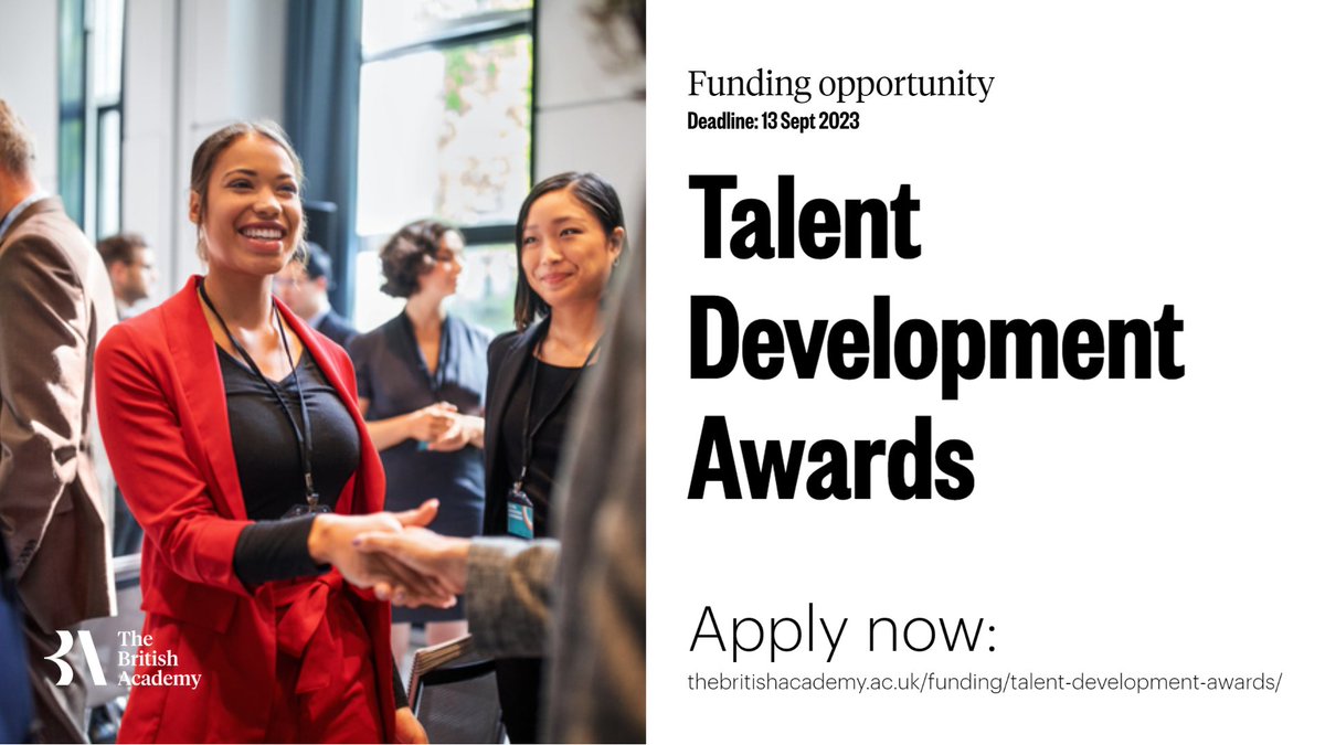 We are currently inviting applications from postdoctoral or equivalent UK-based researchers in the social sciences and humanities subjects for the Talent Development Awards. The application deadline is 13 September 2023. Find out more: pulse.ly/pruatz6sex