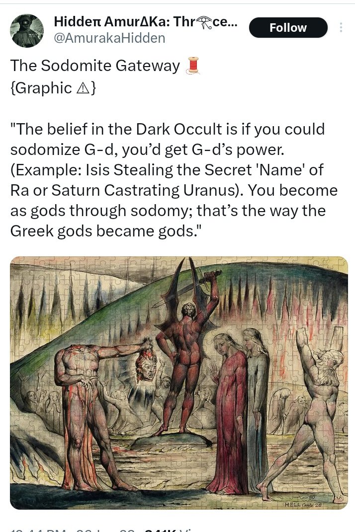 @occupythegetty @AmurakaHidden Mind you this #falselightluciferiandeceiver IS HIGHLIGHTING WHAT HIS AUTHORITY DOES. SICK PIECES OF SH*T. CLICK HASHTAG. LATEST. SCROLL. KNOW YOUR ENEMY AND STOP GIVING THIS BLASPHEMIST PILE OF GARBAGE YOUR ENERGY.