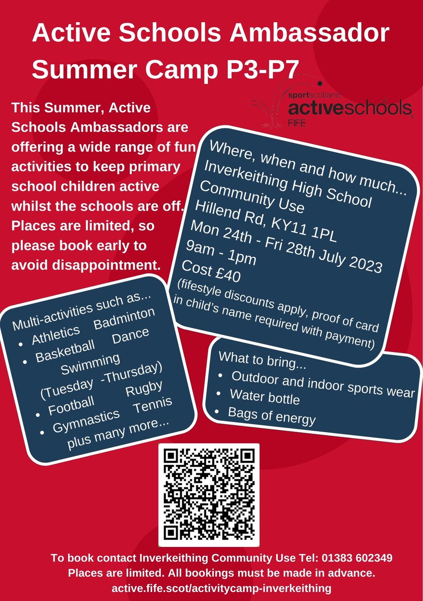 FifeActiveSch's tweet photo. Keep your kids Active this Summer 🏝️🍦 with Activeschools 
Sign up -https://t.co/PDUlQgUzU6 https://t.co/Yiz78lqmEU