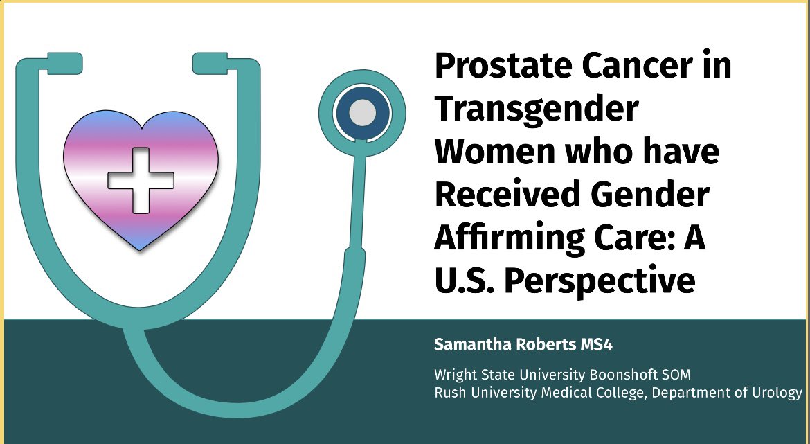 So grateful for @RushUrology giving me the opportunity to talk about prostate cancer in MTF transitioning patients 🏳️‍⚧️
#urology #transhealthcare