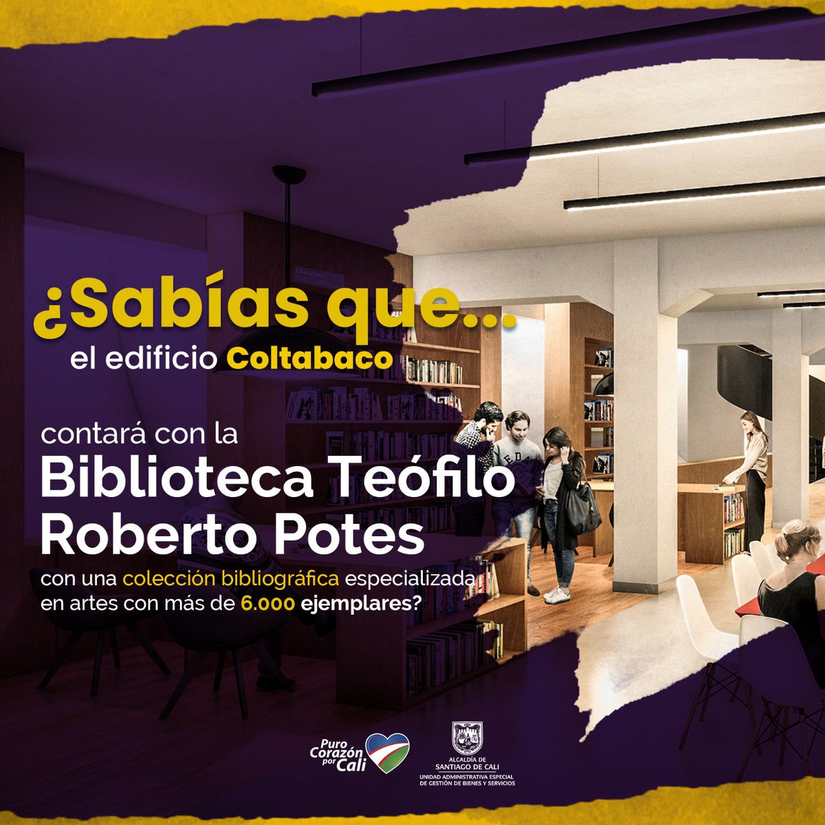 bienes_cali's tweet photo. ¡Una joya literaria para los amantes del arte 🎭 y la cultura! 

La nueva colección bibliográfica que estará disponible en el renovado edificio Coltabaco, será un tesoro 🗺️💎para los caleños.

(Sigue el 🧵⬇️)
#HechosDeCorazón 💙❤️💚 https://t.co/PmGmHA0GTX