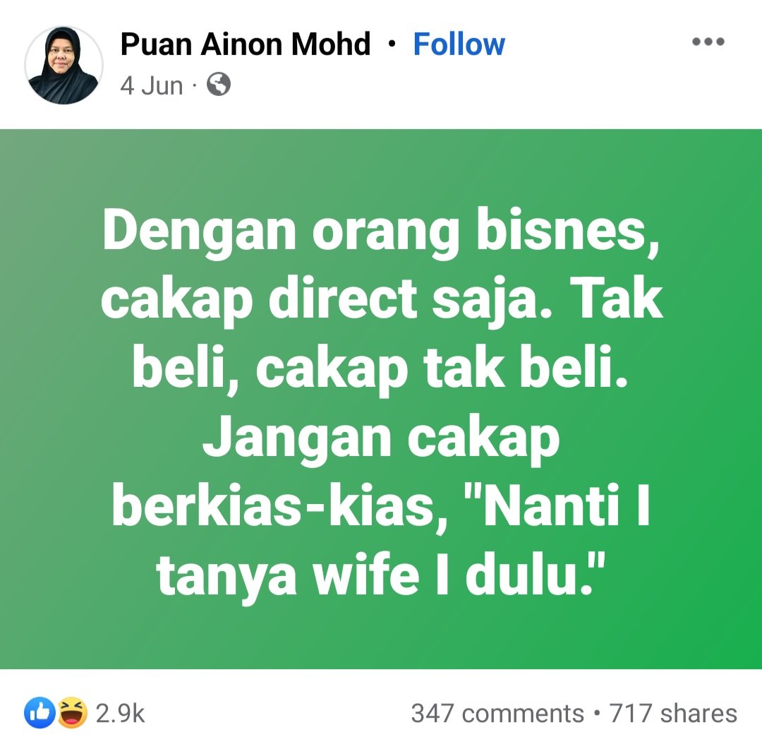 iffatsalleh's tweet photo. Aku bukan nak condemn, tapi kalau lelaki cakap "nak tanya wife dulu" ni adalah suami yang ambil berat hal family berbanding hal luar.

Kalau peniaga condemn, sama ada peniaga tu masih single atau dah berkahwin tapi tak ambil kisah hal keluarga.

Meh aku terangkan... https://t.co/noXmbnBnzz