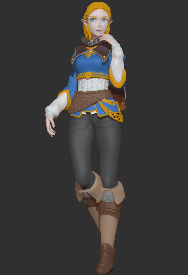 #zbrush  #Zelda 
まだまだ荒いですがこんなもんで
デジタル彫刻するたびに精巧なフィギュアを作られている方の表現力、造形力に驚かされます。すごすぎ
もう少し作り込むか。別のもの作ろうか。。。
