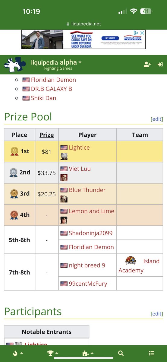 High key didn’t expect my name nor @FGCIsland to show up in liquipedia. Samsho is a fun game 👀 (please know this is my first time joining a samsho tournament) shout out to @TheLatinoFlava and @souyoto