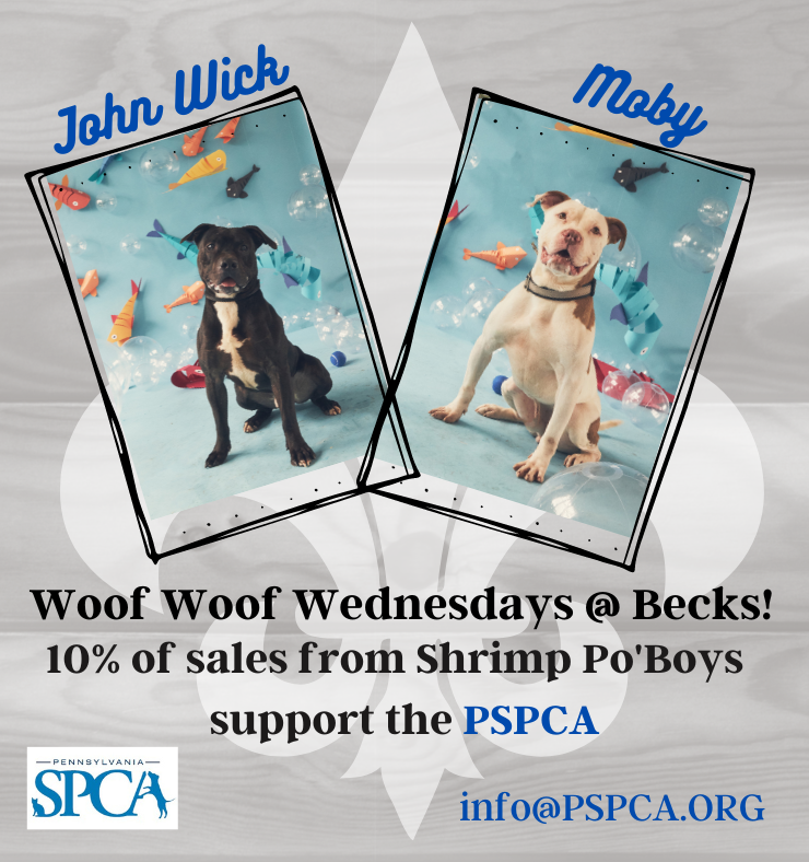 BecksCajunCafe's tweet photo. Grab a #Shrimp #PoBoy to celebrate WOOF WOOF Wednesday &amp; these two handsome fellas (available for adoption! 💜
@PSPCA #adoptdontshop #twitterpups #dogs #pets #rescueboy #johnwick #phillyeats #philly #eaterphilly #bestfoodphilly #phillyfoodies @RdgTerminalMkt https://t.co/FOD9rBKnBv