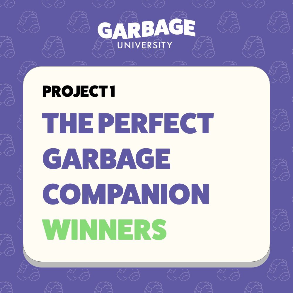 Congrats to our newest #GarbageUniversity graduates on submitting the top “Perfect Garbage Companion” art projects!

🧵👇
