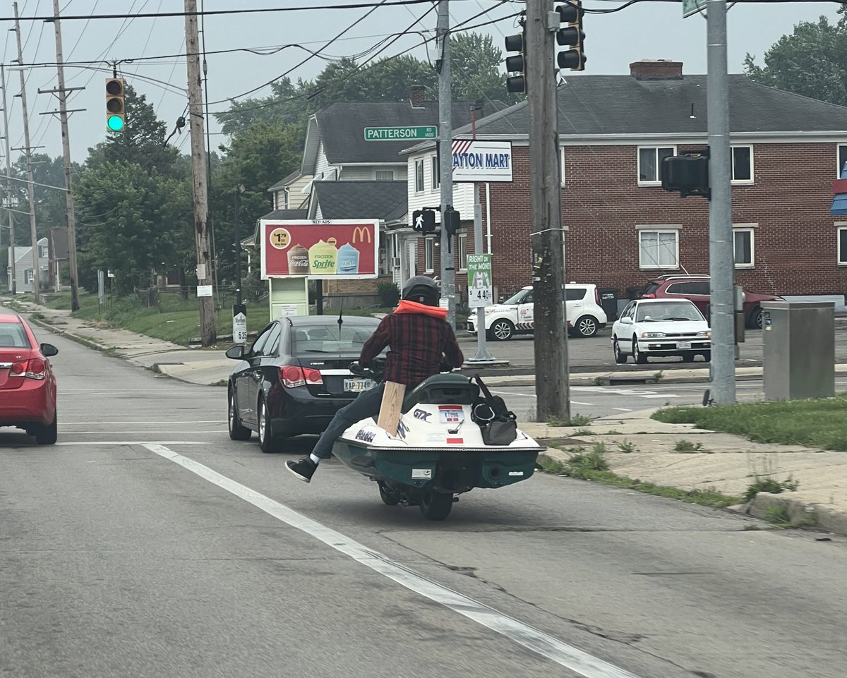 LibbyBallengee's tweet photo. Right when I’m like “hey don’t make fun of Dayton” - I pass a guy driving a jet ski 🤦‍♀️ https://t.co/uV5vM4nppR