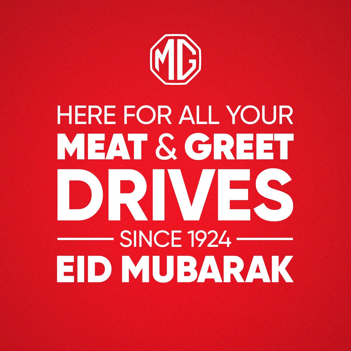MGPakistan's tweet image. MG wishes you a meaty and greety celebration filled with the spirit of togetherness. May this Eid be a testament to the bonds we share and the memories we create.

Eid Mubarak from MG.

#MGPakistan #iloveMG