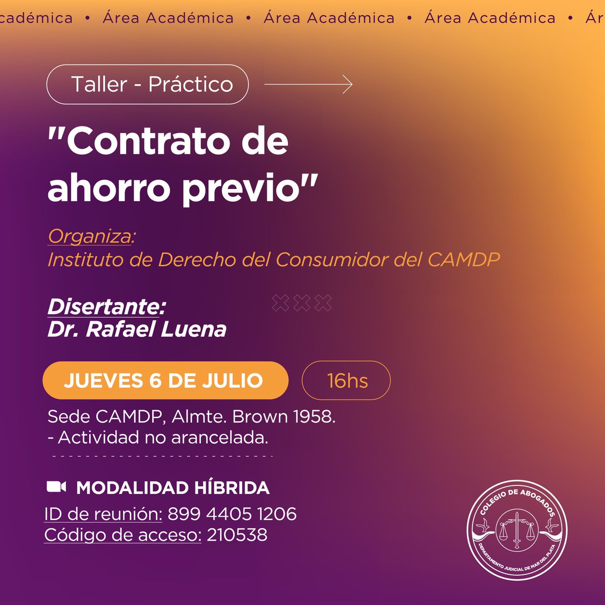 El jueves 6/7 16.00hs arrancamos con la segunda jornada de nuestros talleres prácticos y esta vez nos toca un tema súper actual!!

Contrato de Ahorro Previo!

Los esperamos presencial o virtualmente!!!