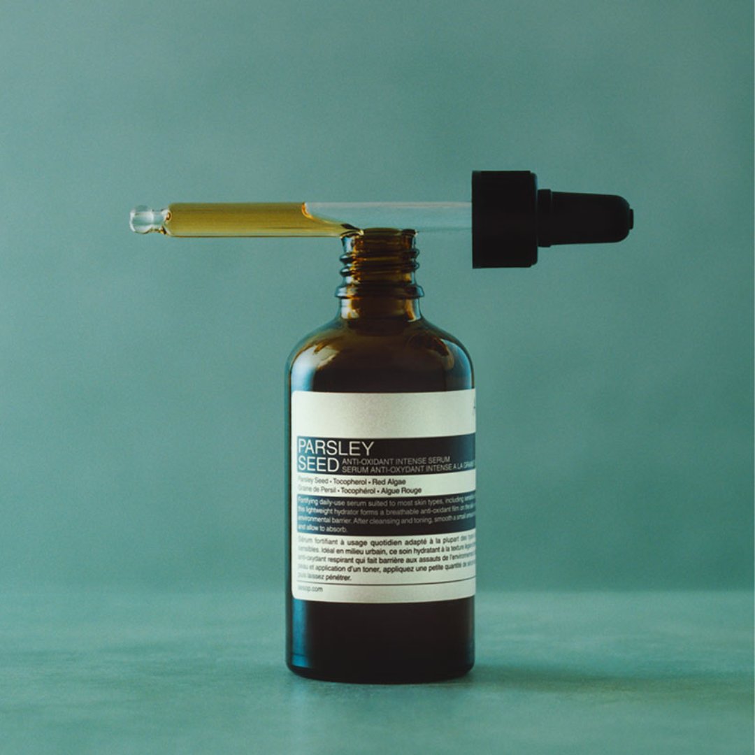 Revive and shield your skin with <a href="/aesopskincare/">Aesop</a>'s Parsley Seed Anti-Oxidant Intense Serum! 🌿 💪🏼 Enriched with Vitamins E and B, Parsley Seed, and White/Green Teas, it will nourish and protect your skin from pollutants. 💦