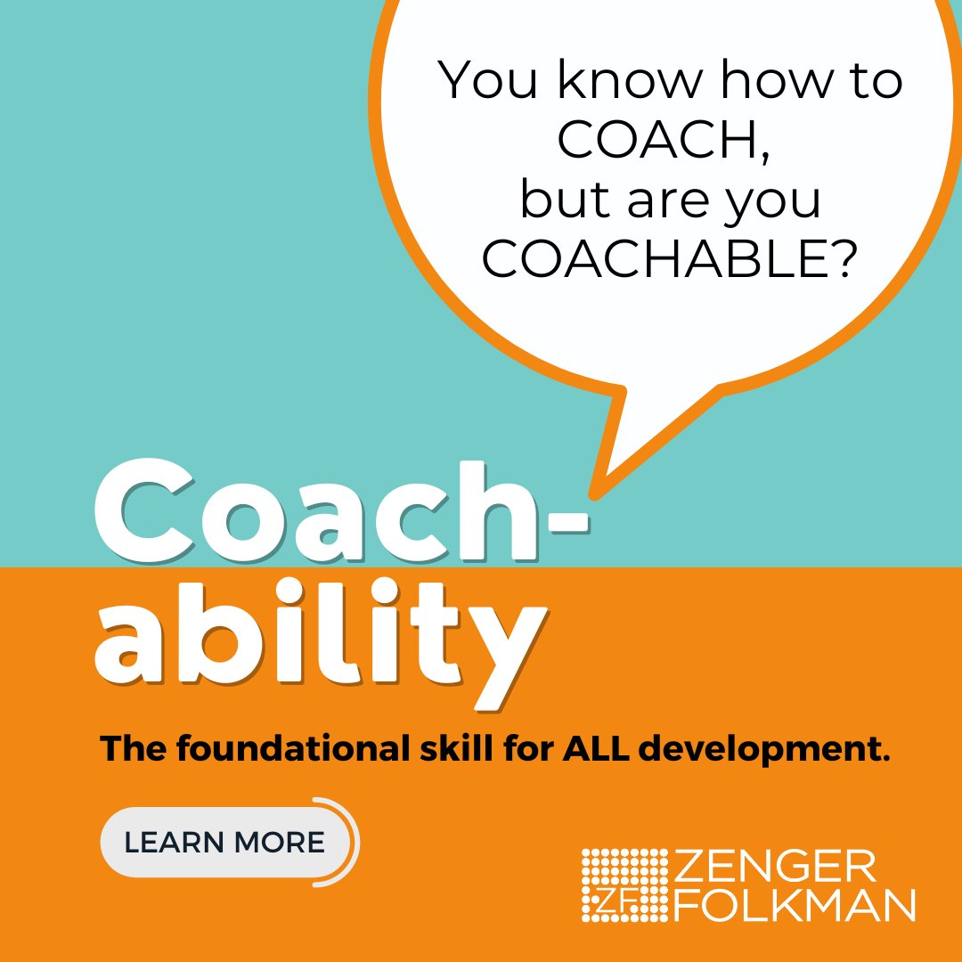 Zenger Folkman's newest development experience, COACHABILITY, has arrived!

There's still time to REGISTER for the WEBINAR this afternoon to learn about this NEW OFFERING: lnkd.in/gBsUhxqV