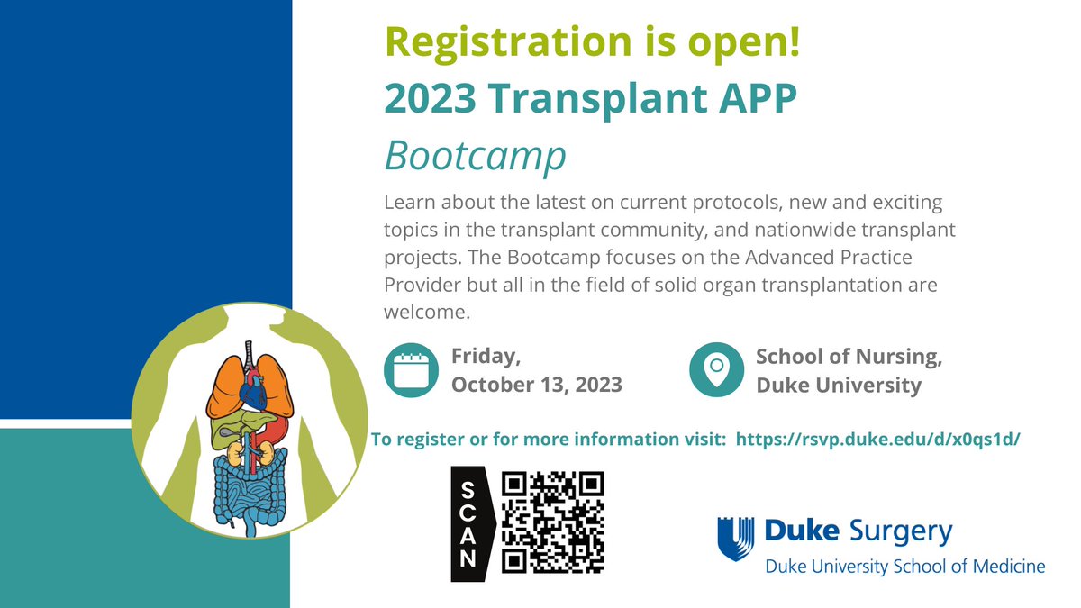 Hello Transplant Colleagues! Make sure to join us at the 2023 Transplant APP Bootcamp on October 13! All are welcome to attend and learn with us!