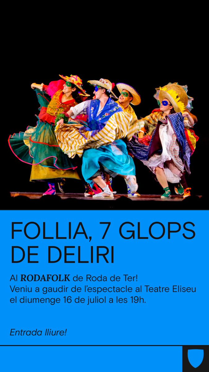 Diumenge 16 de juliol a les 19h portarem al festival #Rodafolk de Roda de Ter, "Follia, 7 glops de deliri" al <a href="/teatreeliseu/">Teatre Eliseu</a>. Entrada  lliure. Us hi esperem!