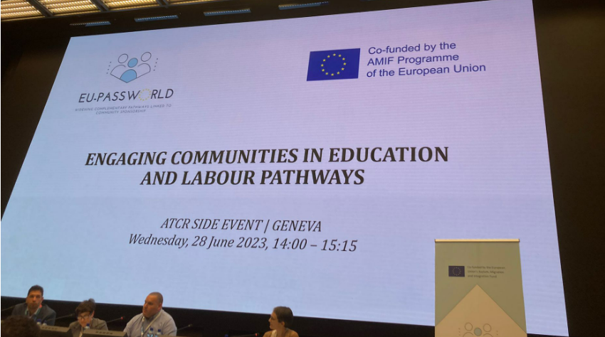 📢It is essential to build upon existing community support to welcome student and refugee workers At #ATCR2023 's side event on education and labour pathways the eupassworld.eu of which Share is a partner was presented. @CaritasItaliana @Refugees_EU