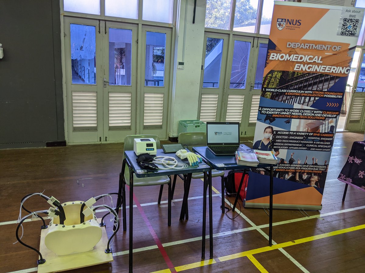 #NUSBME went to Temasek Junior College to share on our undergraduate program with many prospective students & showcase some of our students’ project prototypes: GI surgical robot, stroke rehab robot, prosthetic hand & cognitive training app!
@BME_NUS #NUSCDE #BME #RayeLab