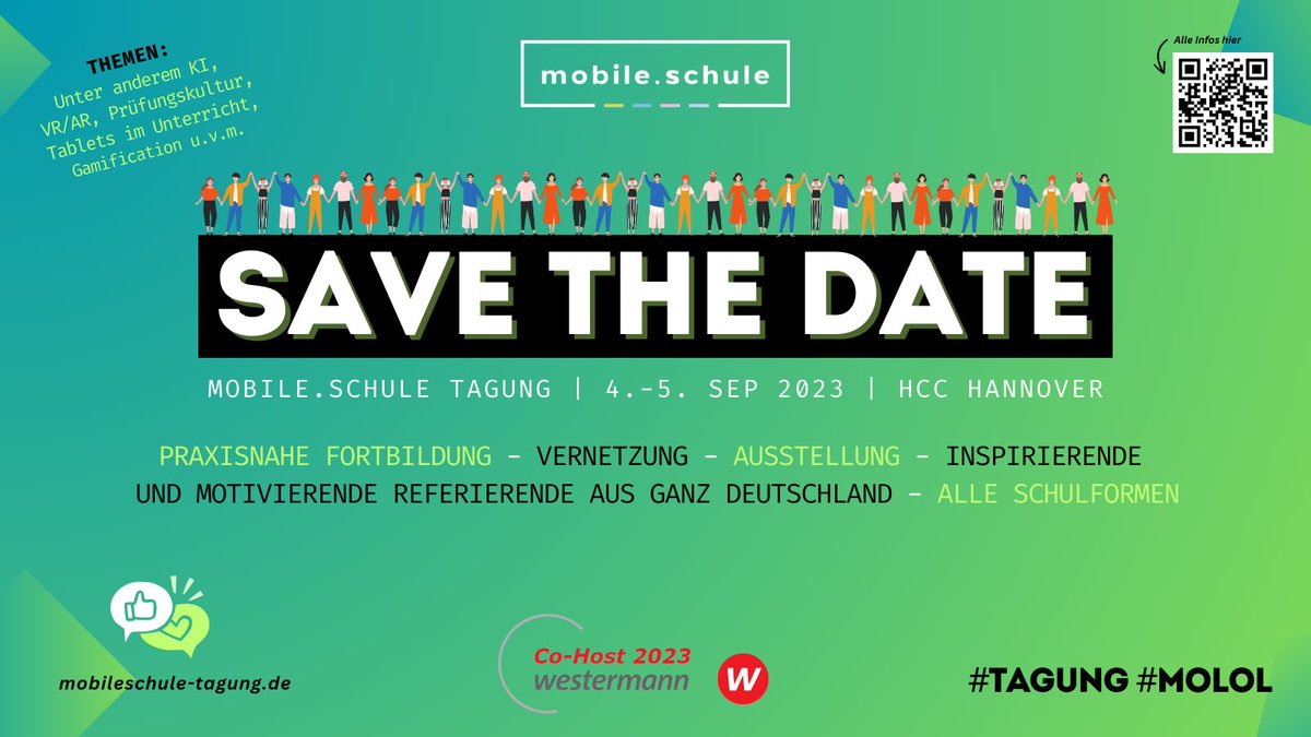 Andreas Hofmann (@halfman1334) on Twitter photo Liebe Leutz, ob in den Ferien oder noch nicht,  vergesst die #molol nicht! 04.-05.09 im HCC Hannover. 
Programm ✅
Abendprogramm ✅
Pre- Event (Boßeln) ✅
Hotels ✅
Aussteller ✅
Zwei Tage Input, Inspiration und Vernetzung. Meldet euch jetzt an! 
mobileschule-tagung.de Liebe Leutz, ob in den Ferien oder noch nicht,  vergesst die #molol nicht! 04.-05.09 im HCC Hannover. 
Programm ✅
Abendprogramm ✅
Pre- Event (Boßeln) ✅
Hotels ✅
Aussteller ✅
Zwei Tage Input, Inspiration und Vernetzung. Meldet euch jetzt an! 
mobileschule-tagung.de