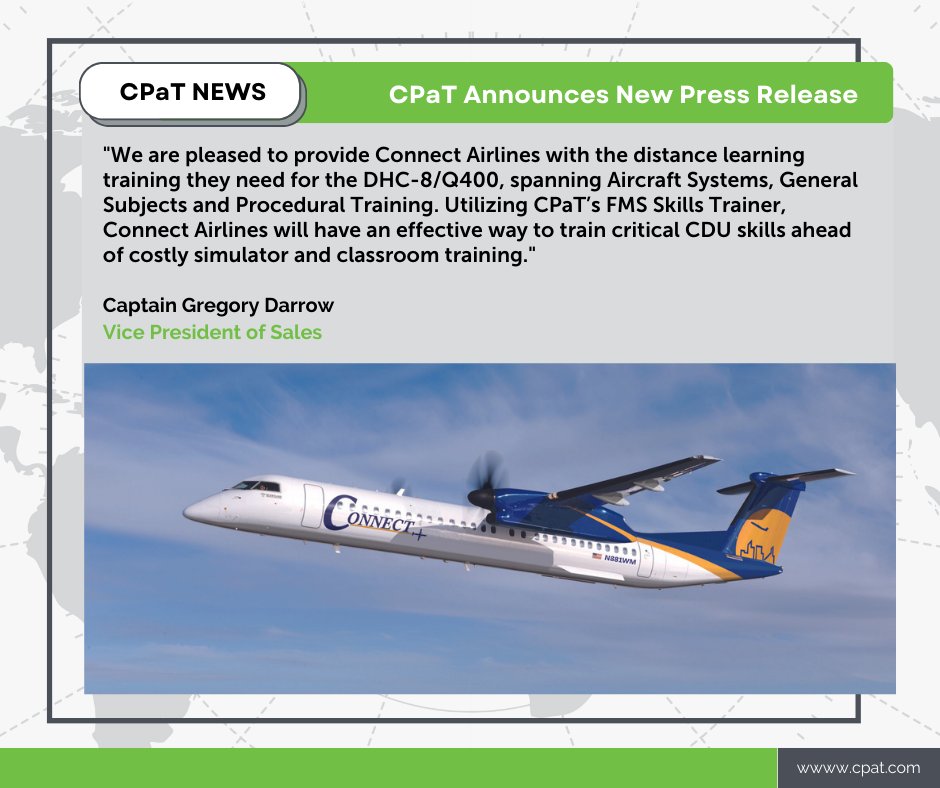 CPaTGlobal's tweet photo. CPaT is excited to announce our partnership with new, U.S. carrier, @ConnectAirlines ! Read the full #pressrelease here ๐ทhttps://t.co/aO75zVIkCH https://t.co/IcLLEG42Uk