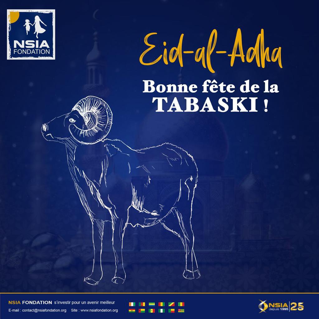 NSIAFondation's tweet photo. @NSIAFondation  vous souhaite une excellente fête de la Tabaski. À tous les musulmans de la Côte d’Ivoire 🇨🇮 du monde entier🌍 
#Tabaski2023 
#abidjan #Afrique 
#sinvestirpourunavenirmeilleur https://t.co/clVMoH49Tw