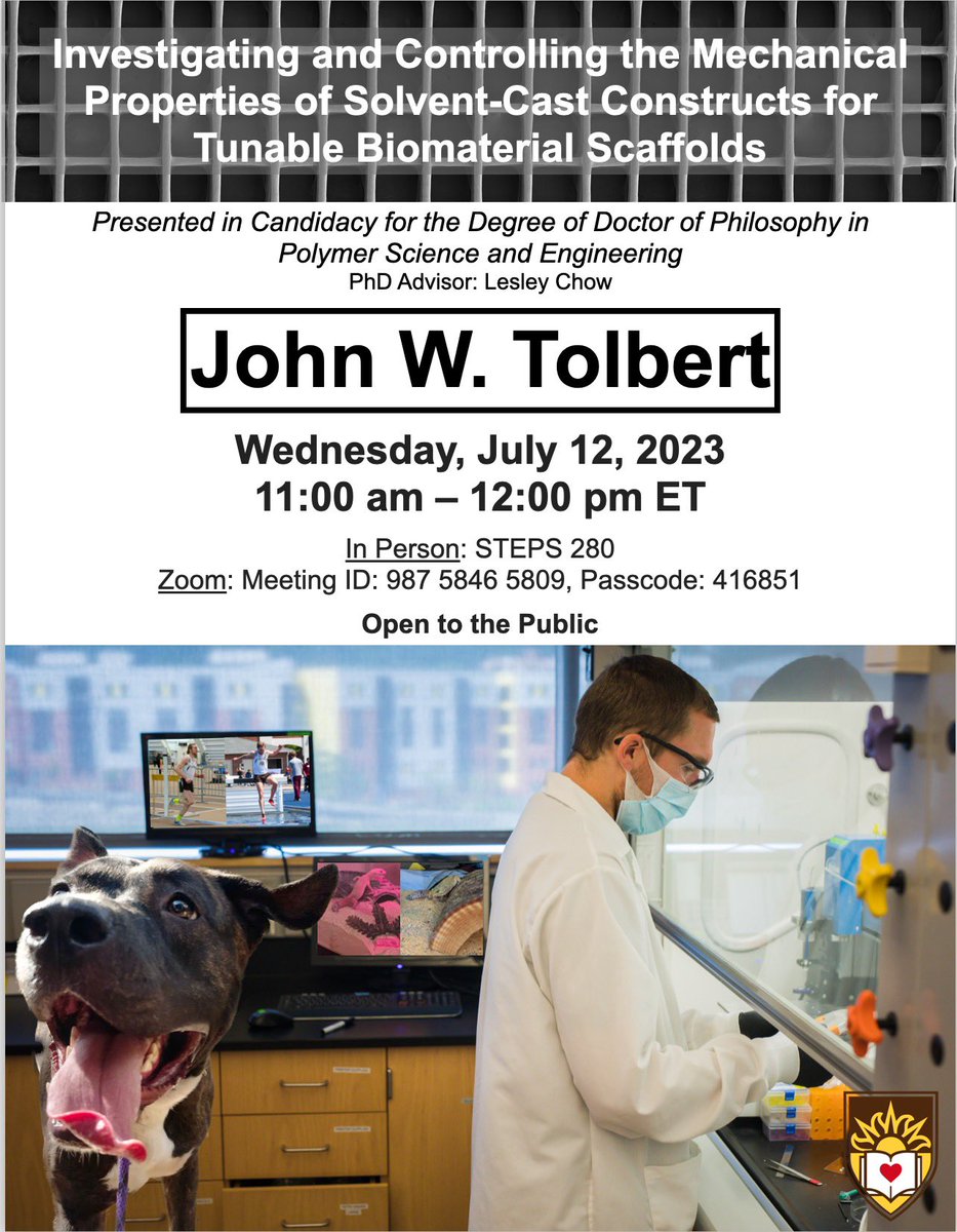 The Chow Lab (@thechowlab) on Twitter photo Thrilled to announce <a href="/_JohnTolbert/">John Tolbert</a>’s defense on Wed, July 12 at 11 am ET! Open to the public both in-person & on Zoom so join to learn about the cool techniques + materials he developed 😎 <a href="/lehighmse/">Lehigh MSE</a> <a href="/LehighBioE/">Lehigh Bioengineering</a> <a href="/lehighengineers/">Lehigh Engineers</a> <a href="/LehighU/">Lehigh University</a> <a href="/LehighResearch/">Lehigh Research</a> #polymers #biomaterials Thrilled to announce <a href="/_JohnTolbert/">John Tolbert</a>’s defense on Wed, July 12 at 11 am ET! Open to the public both in-person & on Zoom so join to learn about the cool techniques + materials he developed 😎 <a href="/lehighmse/">Lehigh MSE</a> <a href="/LehighBioE/">Lehigh Bioengineering</a> <a href="/lehighengineers/">Lehigh Engineers</a> <a href="/LehighU/">Lehigh University</a> <a href="/LehighResearch/">Lehigh Research</a> #polymers #biomaterials
