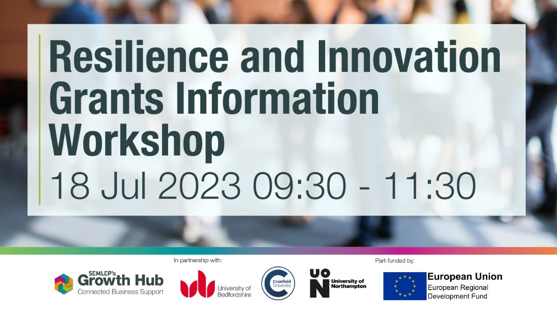Resilience and Innovation Grants Workshop 
18 July 2023 09:30 - 11.30am

Up to £1.9million is to be awarded through SEMLEP’s Resilience and Innovation capital grants scheme programme.

Interested to find out more/book workshop: semlepgrowthhub.com/resilience-and…