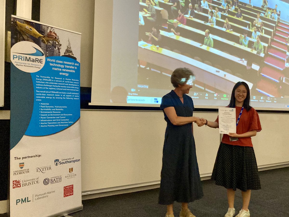 Congratulations to Nian Liu from @moceanenergy and @uniofedinburgh for being awarded first place in the Supergen PRIMaRe poster presentation prize! We enjoyed many inspiring and informative presentations and yours stood out - well done!