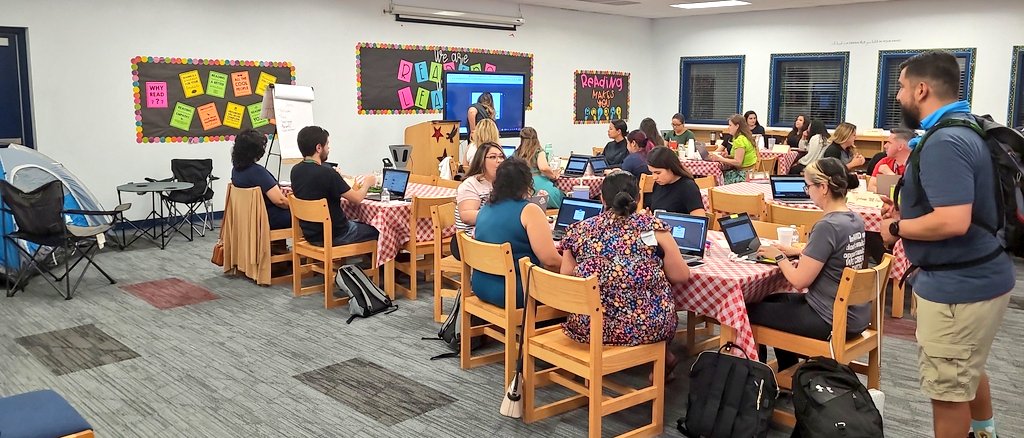 Currently at capacity at #campwannatech learning all about @quizizz with the @cisdinsttech team. Formative assessments made easy with instant feedback, adaptive questioning, and data for teachers. Gotta love it! #ClintTech