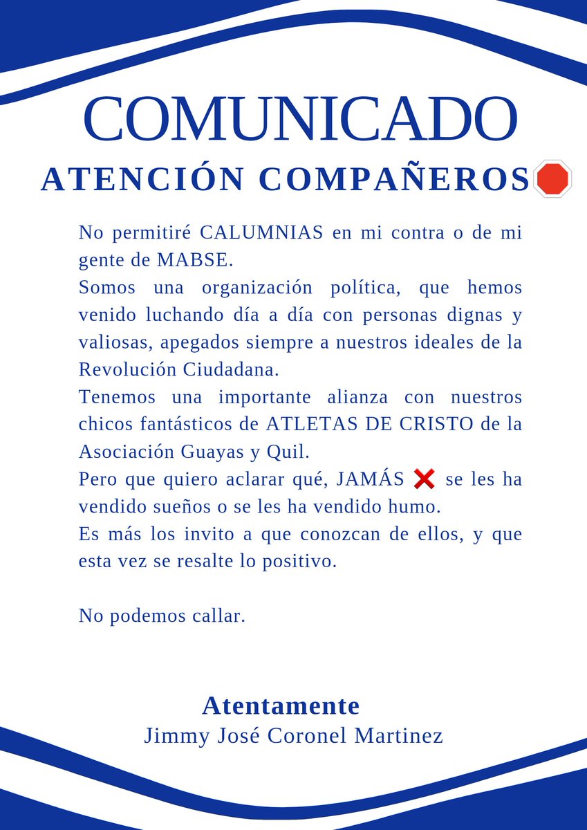JimmyJoseCoron3's tweet photo. Atención compañeros📍
@luiggiAtoc25 
@Movimientomabse 
@FrenteRSJ 
@marcelaguinaga 
@MashiRafael 
@JorgeGlas 
@SofiaEspinRC https://t.co/y8GcGQlBjD