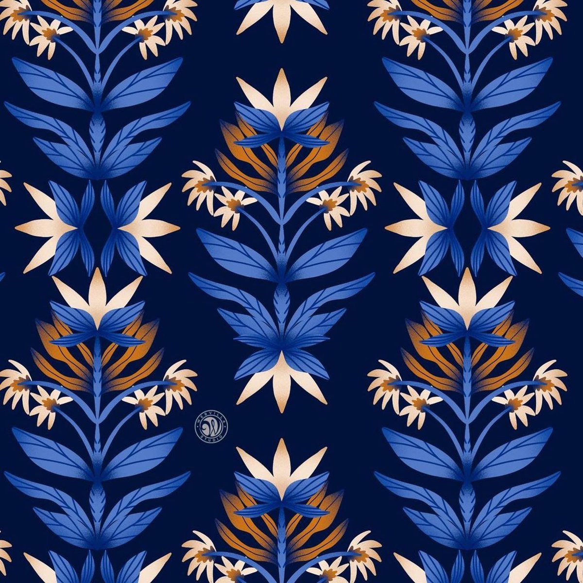 Navy Motif Floral pattern for @patternbank 

patternbank.com/webvilla

#webvillastudio #artlicensing #licensedartist #pattern #surfacepattern #patternbank #surfacepatterndesign #patterndesign #surfacedesign #textiledesign #illustration #fabricdesign #printandpattern