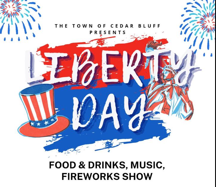 WeissCCCOC's tweet image. Liberty Day presented by The Town Of Cedar Bluff
This Saturday, July 1st

Run 2.5k/5k   7am
Car Show 8am
Music starts at 10am
Fireworks 9pm
Contact the town of CB with any questions or for applications 
(256) 779-6121