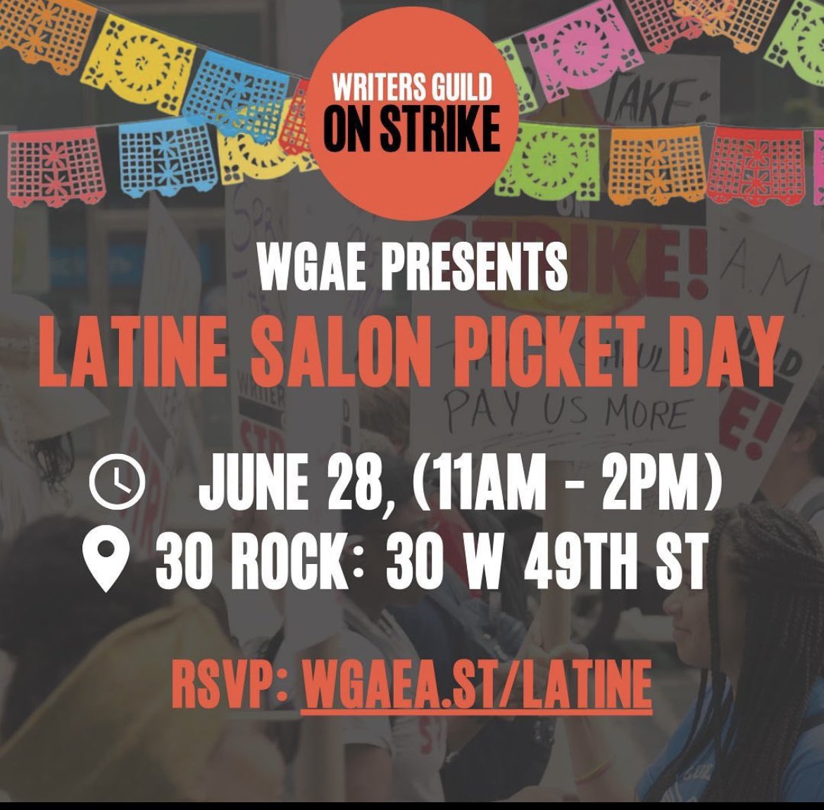 LATINE SALON PICKET DAY @ #30ROCK Let’s Gooo🔥🔥🔥 #wga #wgastrong #latinesalon #latinx #writersstrike