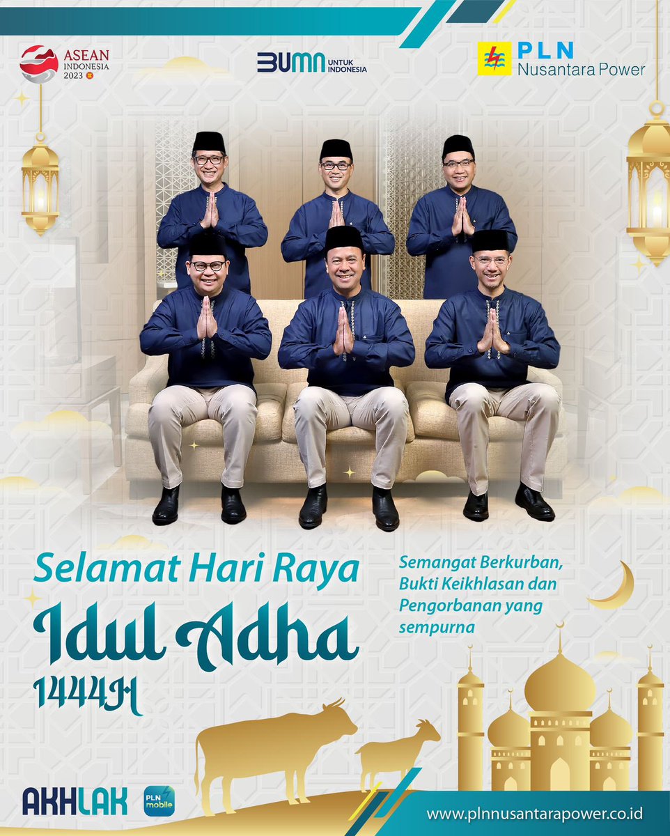 ptpln_np's tweet photo. Selamat Hari Raya Idul Adha 1444 H
Semoga setiap kurban yg tunai hari ini menjadi bukti ketaatan kita sebagai seorang hamba. Dan diganti dengan limpahan pahala dariNya.
#PLN #PLNNP #EmpoweringNusantara #SynergizeNewPower #SynergizeForFuture #NewPowerForTheFuture #iduladha1444H https://t.co/ld2eFcGjr6