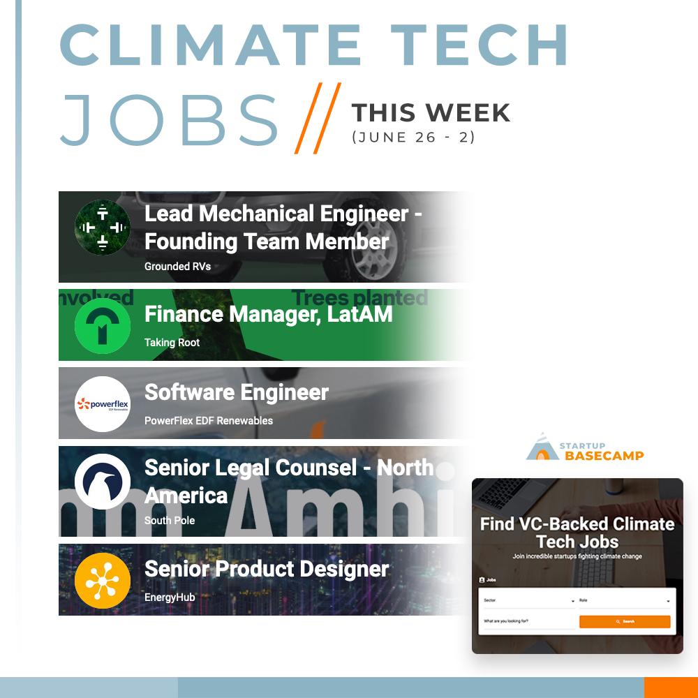 Guillaume de Dorlodot ππ (@gdorlodot) on Twitter photo Some of the exciting new roles added to our #climatetech #jobboard this week. Take a look at who else is hiring hereππΌ bit.ly/42JMeFn
Want to feature on our job board? Please get in touch <a href="/StartupBasecamp/">Startup Basecamp</a> π₯
<a href="/PowerFlexEnergy/">PowerFlexEnergy</a> <a href="/southpoleglobal/">South Pole</a> <a href="/EnergyHub/">EnergyHub</a>
#vacancies #jobs Some of the exciting new roles added to our #climatetech #jobboard this week. Take a look at who else is hiring hereππΌ bit.ly/42JMeFn
Want to feature on our job board? Please get in touch <a href="/StartupBasecamp/">Startup Basecamp</a> π₯
<a href="/PowerFlexEnergy/">PowerFlexEnergy</a> <a href="/southpoleglobal/">South Pole</a> <a href="/EnergyHub/">EnergyHub</a>
#vacancies #jobs