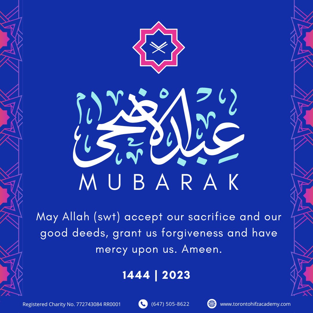 Eid Mubarak! May Allah (swt) accept our sacrifice and our good deeds, grant us forgiveness and have mercy upon us. Ameen.