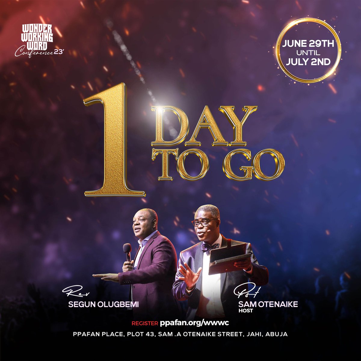 Join me &amp; Rev. Segun Olugbemi at #WWWC2023, a life-transforming conference from 29th June to 2nd July.

Register now at ppafan.org/wwwc.

See you there! 🙌 

#WonderWorkingWordConference #EncounterWithGod