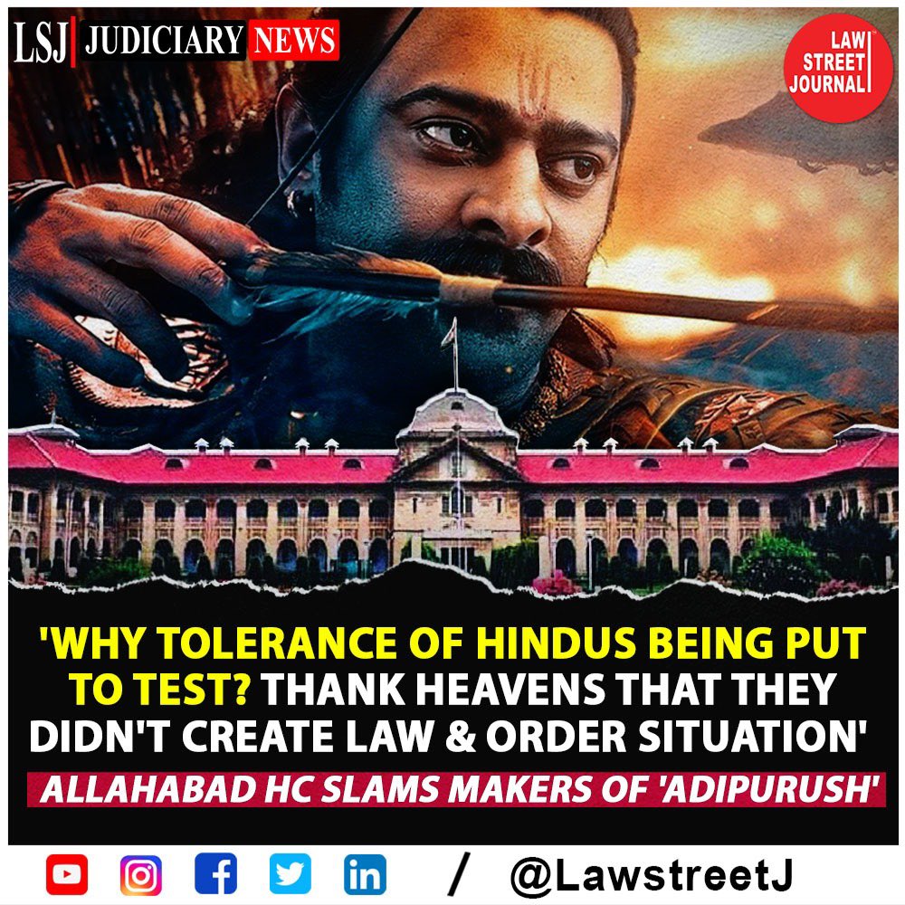 ‘Why Hindus' tolerance is being tested’ ? Thank heavens they didn't create a law and order situation': Allahabad High Court slams makers Of 'Adipurush'
#adipurush #filmoftheday #filmdaily #anushkashetty #filmcommunity #boycottadipurush #banadipurush #banmovie #SupremeCourt #fake