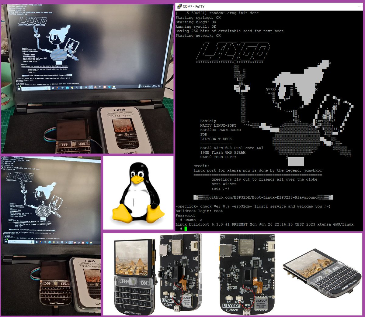 #jcmvbkbc #Xtensa #Linux Port #ESP32 S3 
runs on #lilygo T-Deck 
ℹ️github.com/ESP32DE/Boot-L…