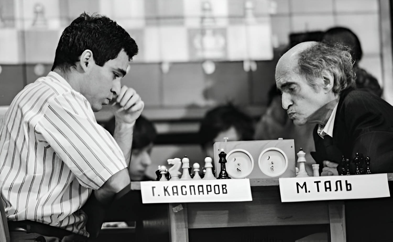 Top left looks like Mikhail Tal vs Garry Kasparov (Garry Chess