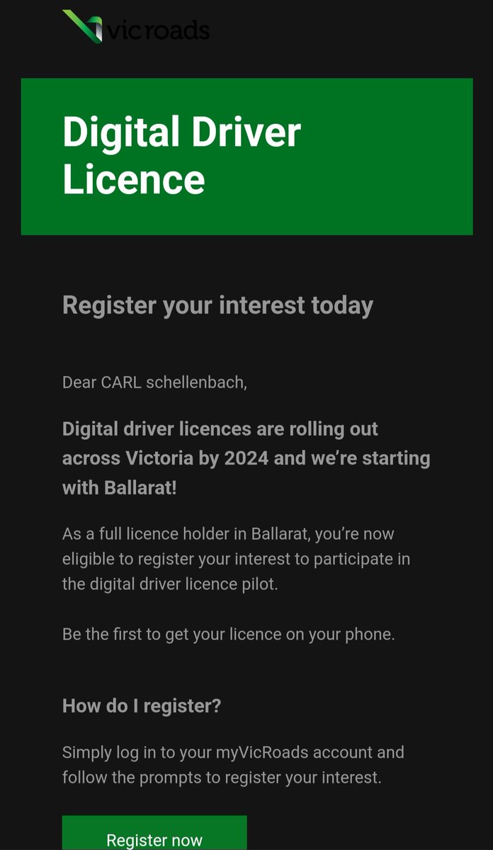 VicRoads kindly giving everyone in Ballarat new surnames is the kind of entertainment I needed tonight. How is this even possible?? #springst