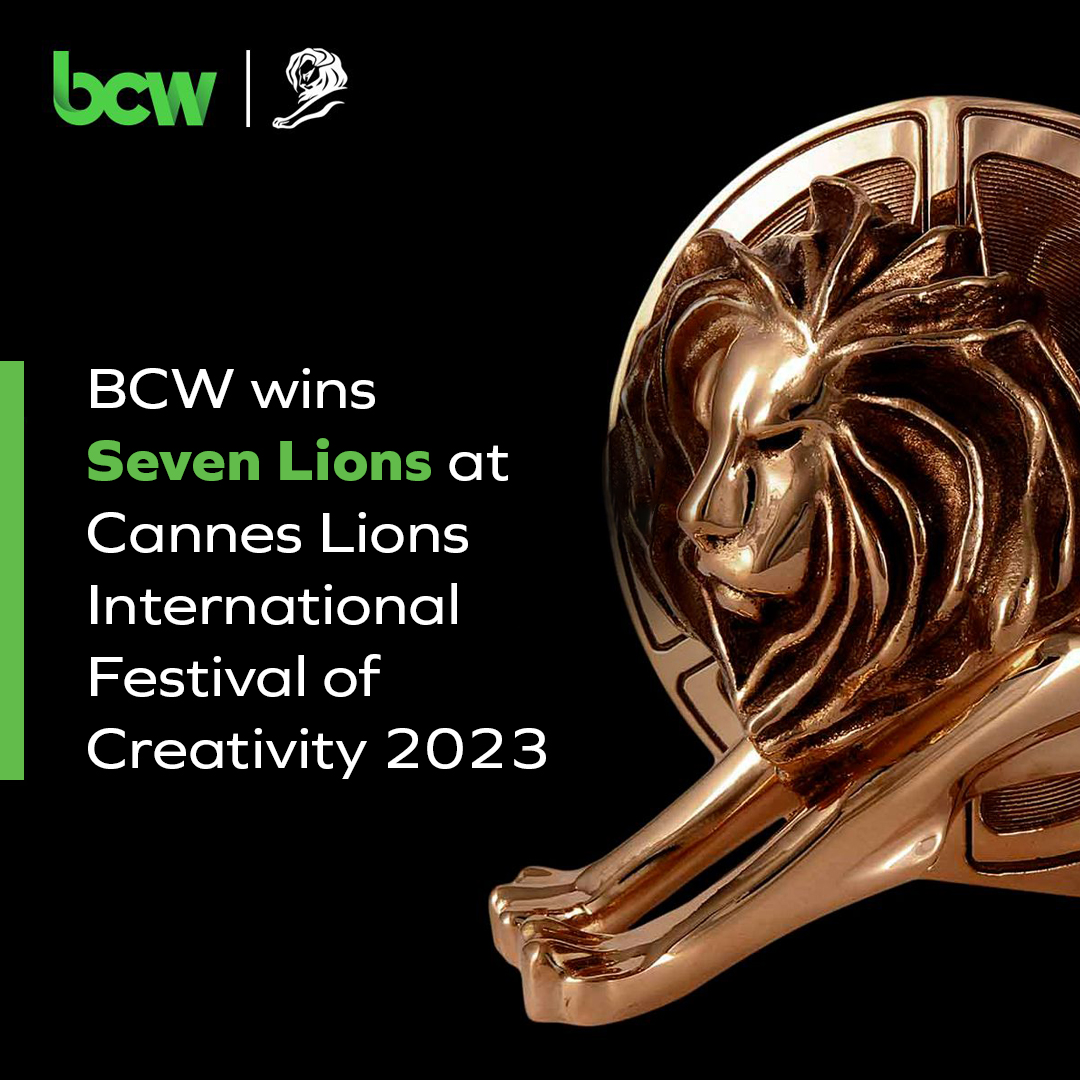 BCW's incredible teams achieved an outstanding feat at Cannes Lions International Festival of Creativity 2023, bringing home an impressive tally of seven awards! We take great pride in the collective, powerful impact we have made.

#CannesLions2023 #CannesLions70 #MovingPeople